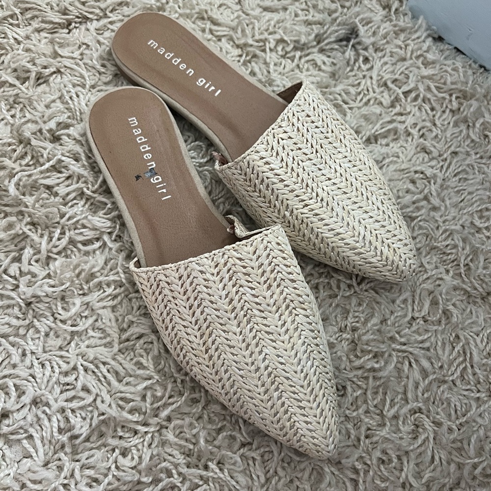 Madden Girl Cream Woven Flats